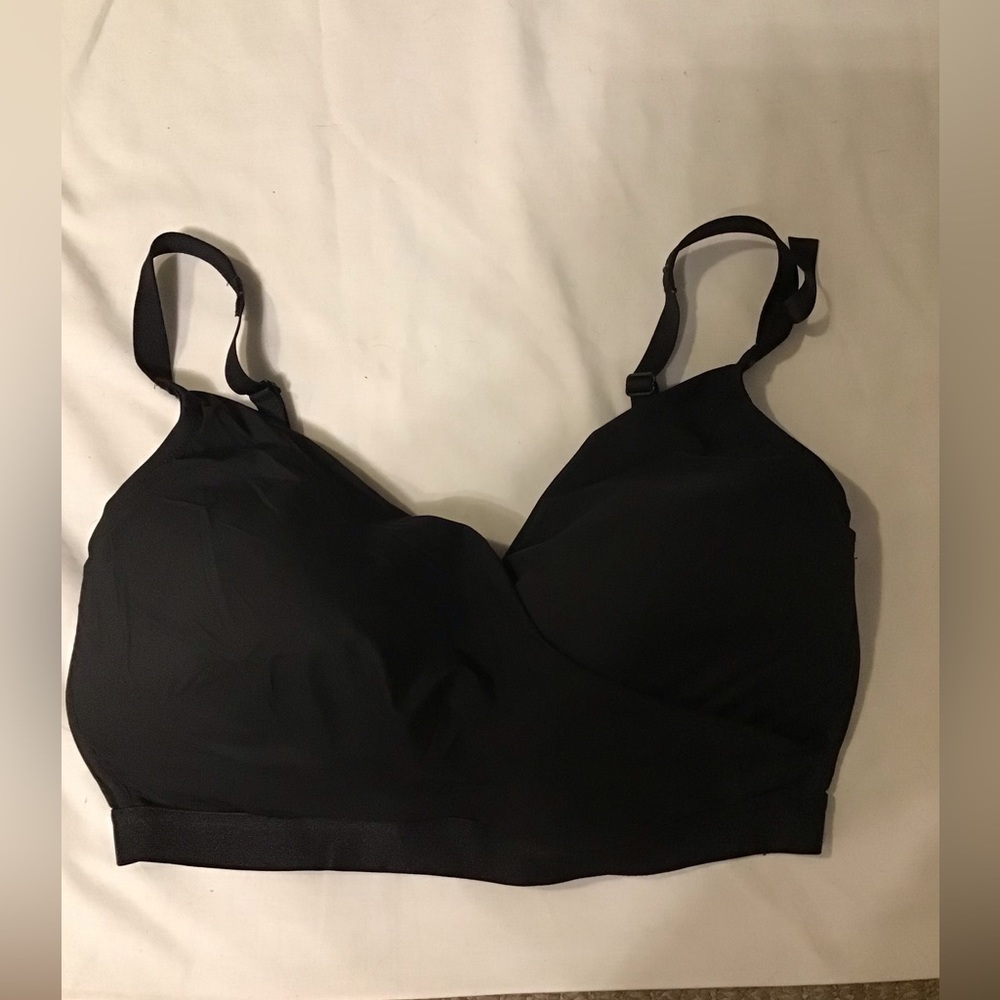 💙 Deesee sz 38H (5D) Black Women's Intimate Bra Wireless Crossover Front